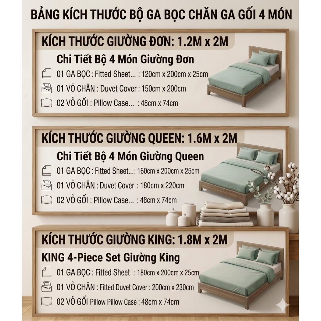 Bộ chăn ga gối 4 trong 1 có sẵn | Thoáng khí & thấm mồ hôi | Giao hàng miễn phí + ⚡ Giao hàng nhanh + Tiết kiệm bổ sung