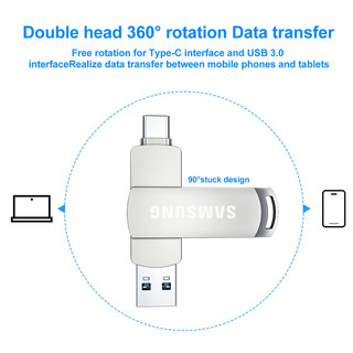 Ổ đĩa USB c hai trong một Samsung usb3.0 Bộ nhớ USB Ổ đĩa Flash dung lượng lớn tốc độ cao an toàn 512GB / 1TB / 2TB pc / Điện thoại di động / Máy tính bảng ổ đĩa bút tốc độ cao