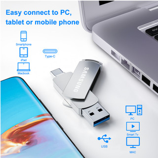 Ổ đĩa USB c hai trong một Samsung usb3.0 Bộ nhớ USB Ổ đĩa Flash dung lượng lớn tốc độ cao an toàn 512GB / 1TB / 2TB pc / Điện thoại di động / Máy tính bảng ổ đĩa bút tốc độ cao