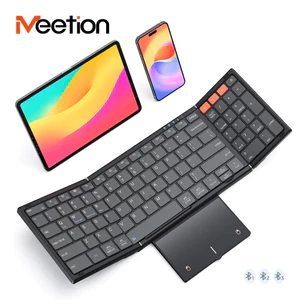 Meetion Ban phim Bluetooth gap duoc kem touchpad Full Size co ban phim so Chuyen 3 thiet bi Pin 90h Di duoc