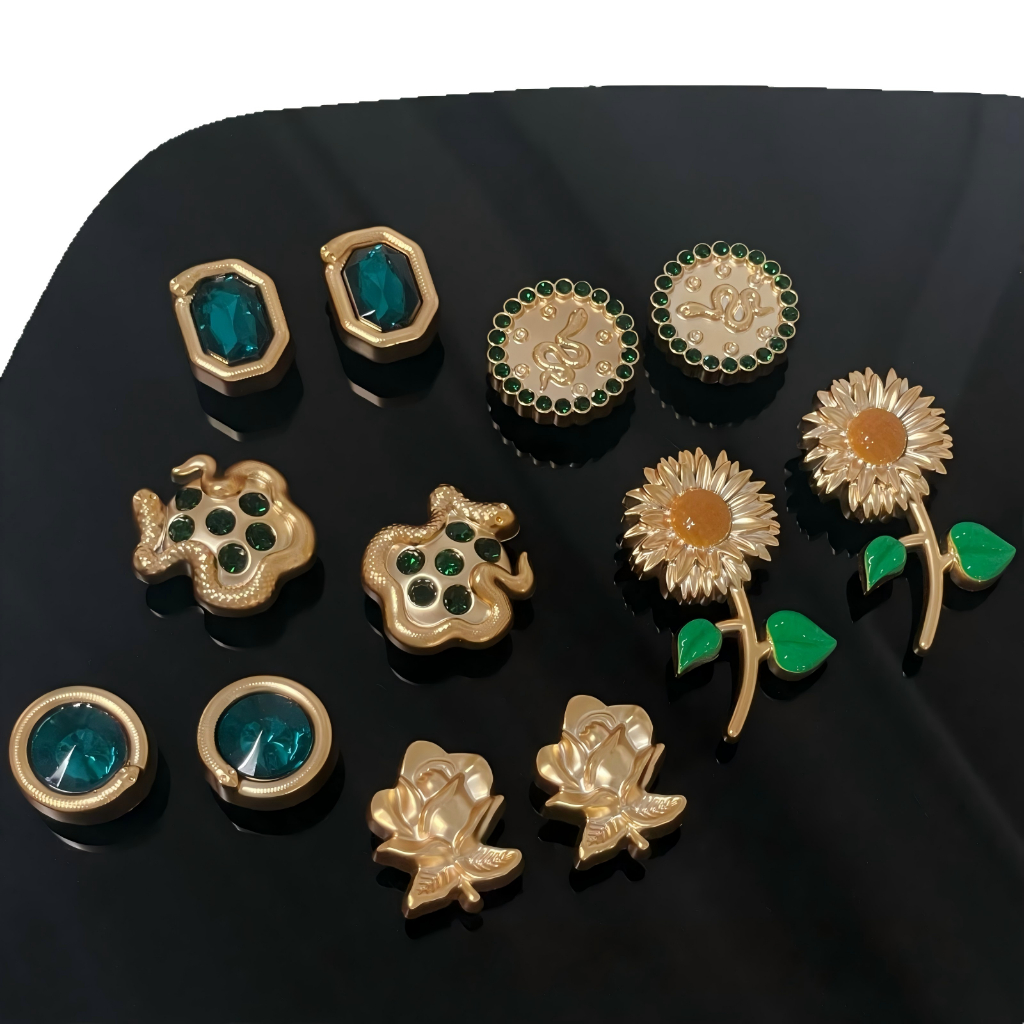Phụ Nữ Bé Gái Tắc Sandal Giày DIY Quyến Rũ Phong Cách Vintage Xanh Hoa Hướng Dương Mặt Dây Chuyền Nút Lỗ Giày Trang Trí Bộ Phụ Kiện Quà Tặng