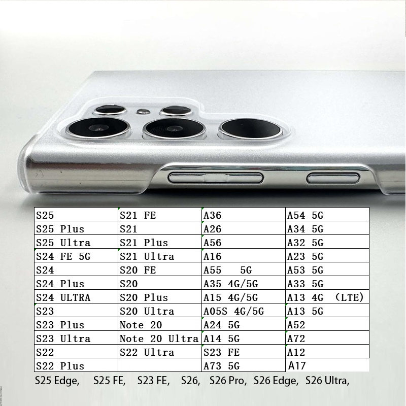 Ốp Điện Thoại Micro Mờ Cứng Mỏng Cho Samsung S26/S25/S24/S23/S22/S21/S20, FE, A55/A53/A16/A15/A33/A72, Chống Sốc, Chống Vân Tay