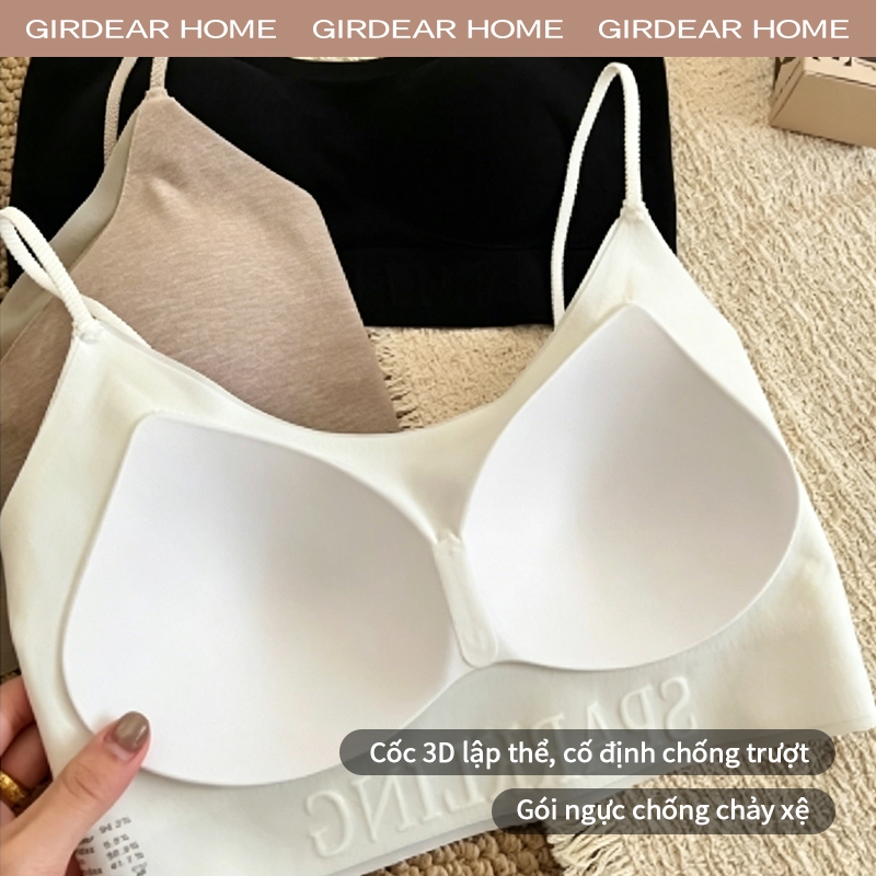 Girdear Home Áo Ngực Không Dây Bralette Mặt Sau Vuông In Chữ, Miếng Lót Đàn Hồi Cao, Thoải Mái Mặc Bên Trong Hoặc Bên Ngoài,7611FB06
