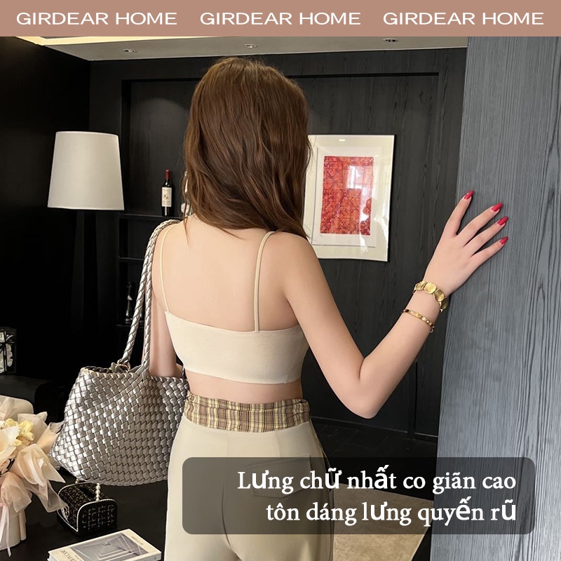 Girdear Home Áo Ngực Không Dây Bralette Mặt Sau Vuông In Chữ, Miếng Lót Đàn Hồi Cao, Thoải Mái Mặc Bên Trong Hoặc Bên Ngoài,7611FB06