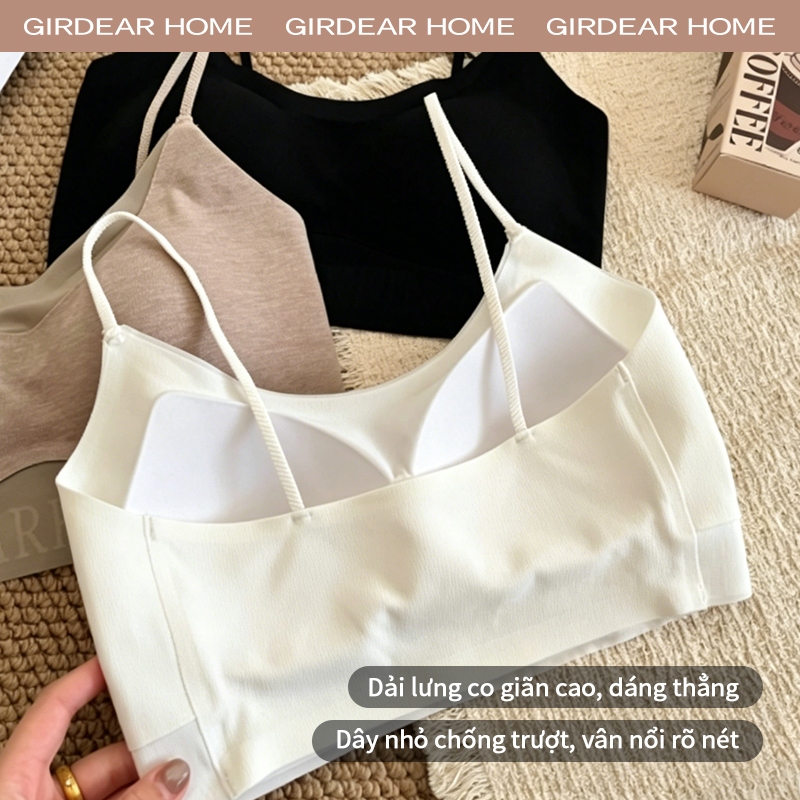 Girdear Home Áo Ngực Không Dây Bralette Mặt Sau Vuông In Chữ, Miếng Lót Đàn Hồi Cao, Thoải Mái Mặc Bên Trong Hoặc Bên Ngoài,7611FB06