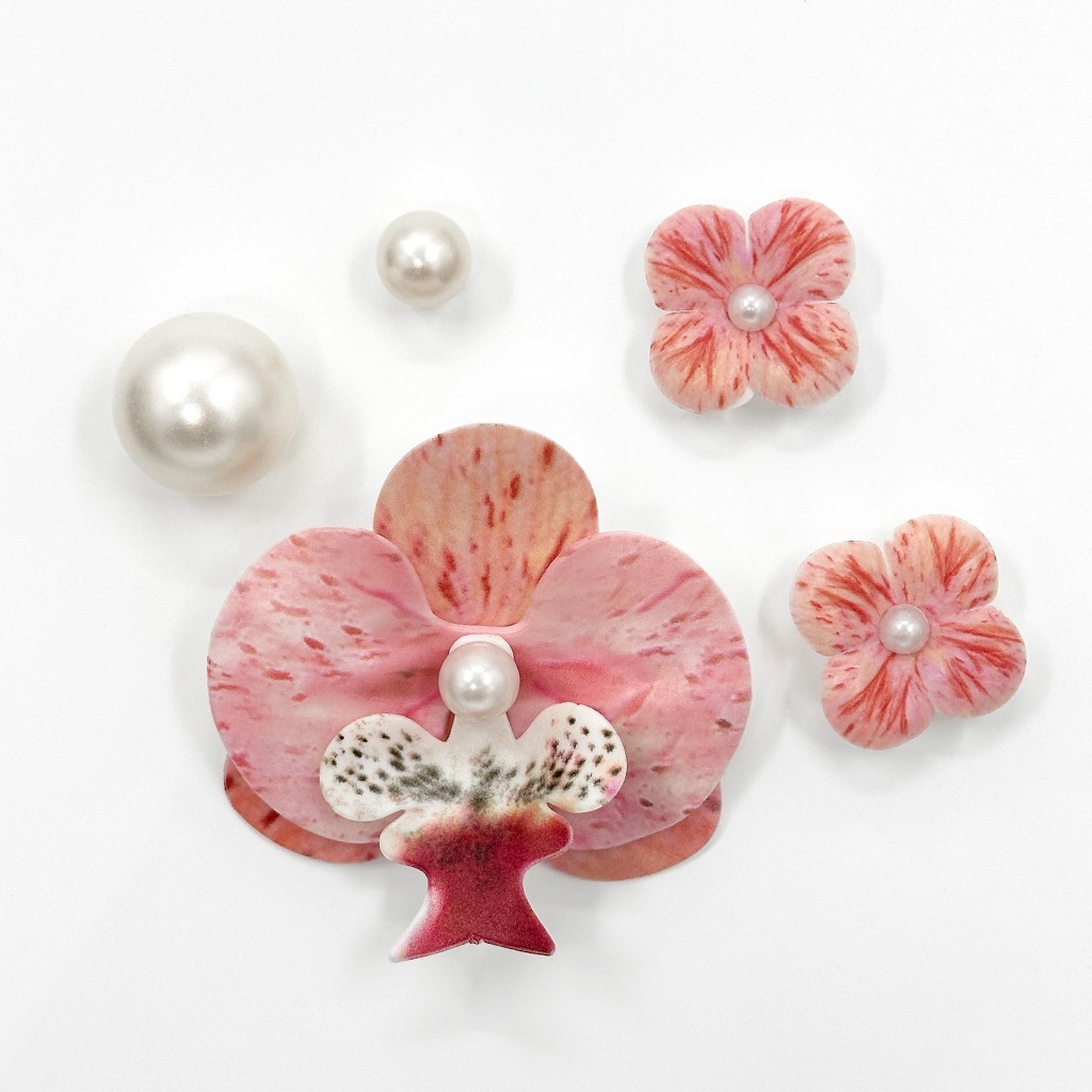 Phụ Nữ Tắc Sandal DIY Giày Quyến Rũ Cổ Tích Hồng Phalaenopsis Ngọc Trai Nút Lỗ Giày Trang Trí Phụ Kiện Bộ Quà Tặng