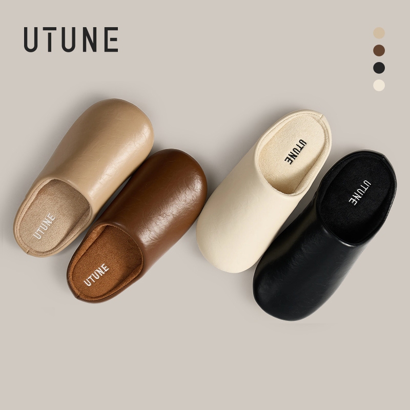 UTUNE dép nữ da PU phong cách Nhật mang trong nhà chống nước chống trượt đi êm không tiếng ồn dùng cho sàn gỗ thoáng khí hút mồ hôi đế mềm êm chân nhẹ nhàng sang trọng cao cấp