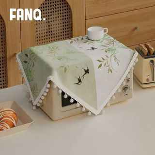 Vỏ hoa dệt mực Trung Quốc mới | Vỏ chống bụi & chống bụi (Dành cho đầu giường / lò vi sóng / thiết bị nhỏ · Viền Pom-Pom)