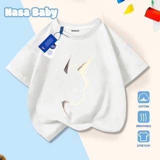 Áo thun in hình mèo con NASA, chất liệu cotton 100% thoáng mát, tay ngắn, dành cho trẻ em trai/gái và người lớn, giao hàng trong 24 giờ.