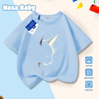 Áo thun in hình mèo con NASA, chất liệu cotton 100% thoáng mát, tay ngắn, dành cho trẻ em trai/gái và người lớn, giao hàng trong 24 giờ.