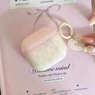Ốp Bảo Vệ Hoa Kẻ Sọc Màu Hồng Ins Hàn Quốc Cho Airpods 1 2 3 4 2024 Năm Mới Pro 2 Pro3 Tai Nghe Không Dây Bluetooth Vỏ Silicon Cứng