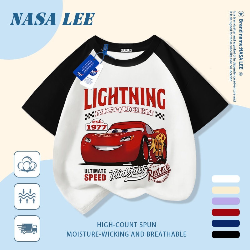 🚗 Giao hàng trong ngày 🚓 Áo thun trẻ em cotton trắng in khu vui chơi ô tô hoạt hình vui nhộn, thoáng mát mùa hè, tay ngắn cho bé 3-16 tuổi nam nữ đều mặc được.
