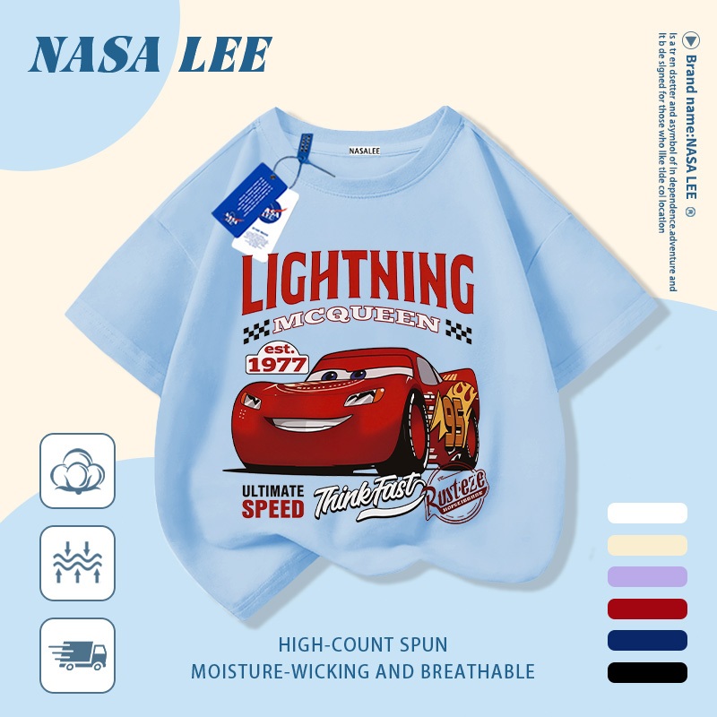 🚗 Giao hàng trong ngày 🚓 Áo thun trẻ em cotton trắng in khu vui chơi ô tô hoạt hình vui nhộn, thoáng mát mùa hè, tay ngắn cho bé 3-16 tuổi nam nữ đều mặc được.