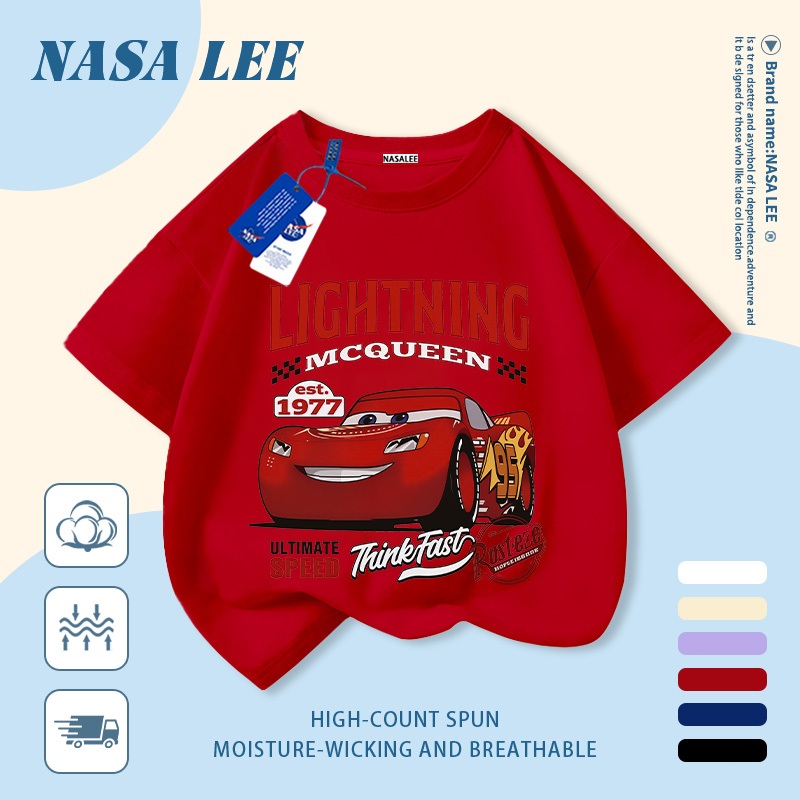 🚗 Giao hàng trong ngày 🚓 Áo thun trẻ em cotton trắng in khu vui chơi ô tô hoạt hình vui nhộn, thoáng mát mùa hè, tay ngắn cho bé 3-16 tuổi nam nữ đều mặc được.