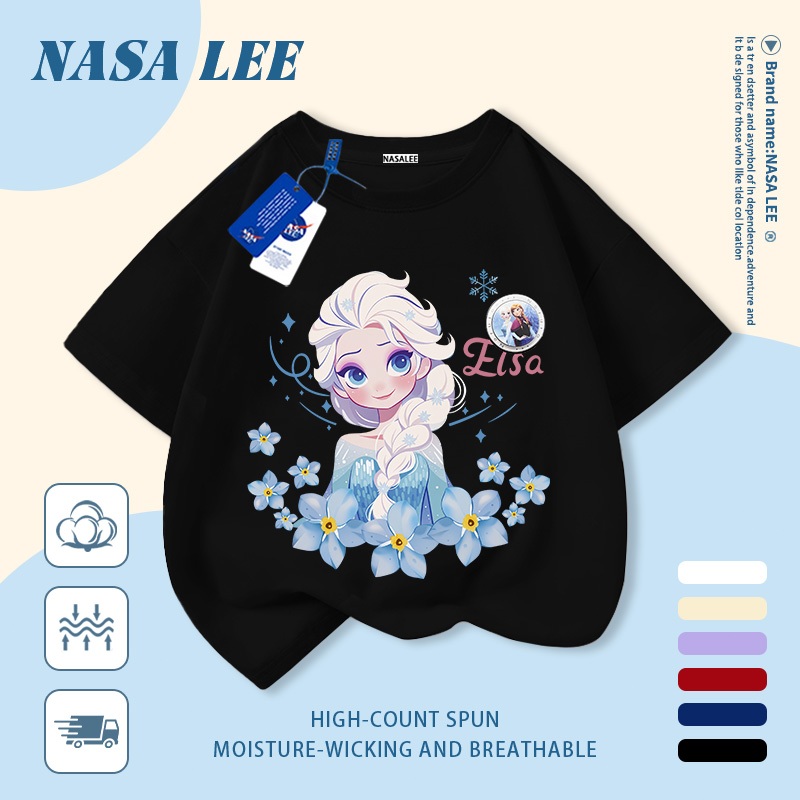 ✨ Giao hàng trong ngày 👸 Áo thun trẻ em chất liệu cotton trắng, in hình công chúa hoạt hình dễ thương, thoáng khí cho mùa hè, tay ngắn phù hợp cho bé 3-16 tuổi cả trai và gái.