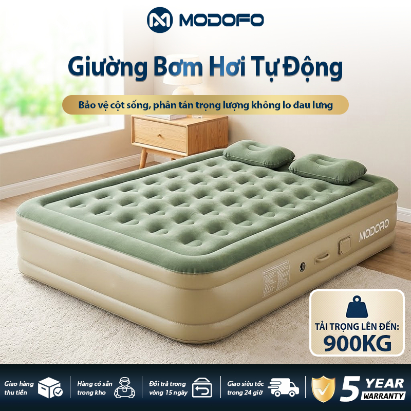 Giường Bơm Hơi Tự Động MODOFO Tích Hợp Bơm Điện, Đệm Hơi Cắm Trại Văn Phòng Chống Nước Kèm Phụ Kiện