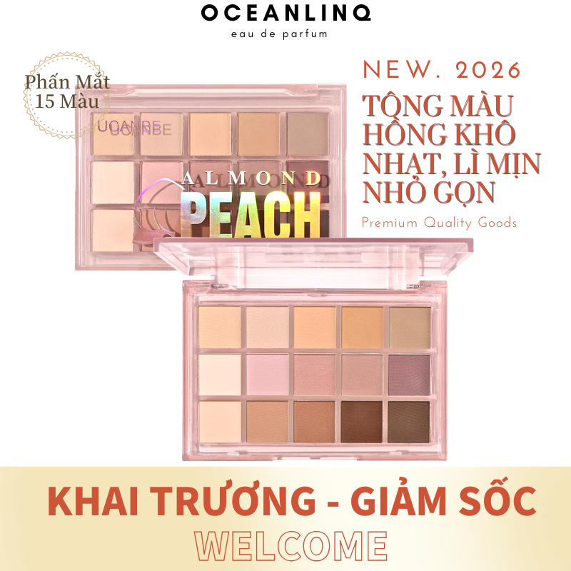 【Palette Mắt UCANBE Mận Táo Đào】Bảng 15 màu toàn matte, tông hồng khô & nâu đất nhẹ nhàng, xách tay tiện lợi