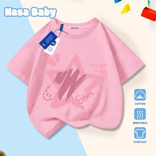 Áo thun in hình ngôi sao NASA, tay ngắn, chất liệu cotton 100%, dành cho trẻ em trai/gái.