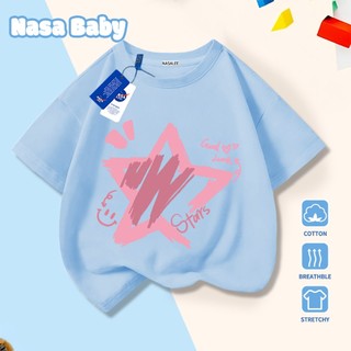 Áo thun in hình ngôi sao NASA, tay ngắn, chất liệu cotton 100%, dành cho trẻ em trai/gái.