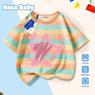 Áo thun in hình ngôi sao NASA, tay ngắn, chất liệu cotton 100%, dành cho trẻ em trai/gái.