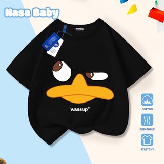 Áo thun in hình vui nhộn NASA, dành cho trẻ em, tay ngắn, chất liệu cotton 100% thoáng mát, giao hàng trong 24 giờ.