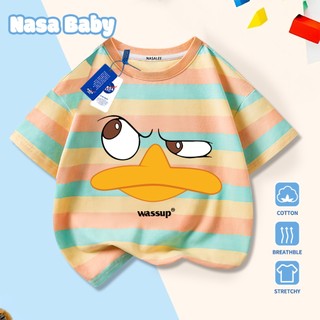 Áo thun in hình vui nhộn NASA, dành cho trẻ em, tay ngắn, chất liệu cotton 100% thoáng mát, giao hàng trong 24 giờ.