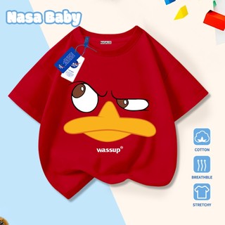 Áo thun in hình vui nhộn NASA, dành cho trẻ em, tay ngắn, chất liệu cotton 100% thoáng mát, giao hàng trong 24 giờ.