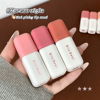 Bily Bear Fluffy Matte Lip Mud Làm sáng môi Hàn Quốc Trang điểm môi Người mới bắt đầu Thân thiện Trang điểm hàng ngày Hoàn thiện NO.BL001