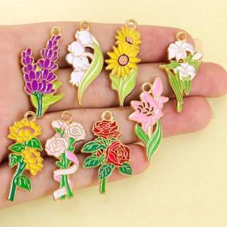 10 Chiếc Nhiều Thiết Kế Hoa Thanh Lịch Đầy Màu Sắc Nhỏ Giọt Dầu Quyến Rũ, 13 Kiểu Mặt Dây Hoa Tươi Cho DIY Nữ Xương Đòn Dây Chuyền Vòng Cổ Bông Tai Trâm Móc Khóa, Quà Tặng Ngày Của Mẹ