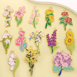 10 Chiếc Nhiều Thiết Kế Hoa Thanh Lịch Đầy Màu Sắc Nhỏ Giọt Dầu Quyến Rũ, 13 Kiểu Mặt Dây Hoa Tươi Cho DIY Nữ Xương Đòn Dây Chuyền Vòng Cổ Bông Tai Trâm Móc Khóa, Quà Tặng Ngày Của Mẹ