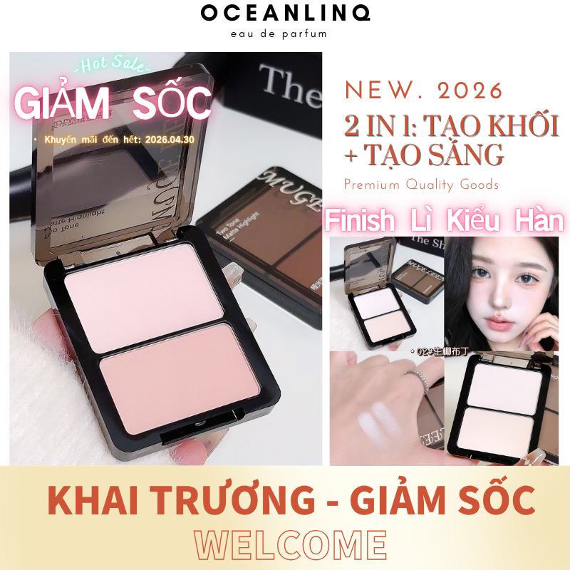 Palette Tạo Khối, Đánh Sáng & Má Hồng 3 Trong 1 - Phấn Lì Nhẹ Mặt, Cho Gương Mặt Sắc Nét Tự Nhiên
