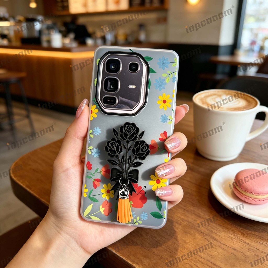 Mặt dây chuyền tua rua hoa hồng in hình kẹo Jelly 2 trong 1 Vỏ điện thoại cho Infinix Note 50 50S 50X 60 Pro Plus 4G 5G Vỏ bảo vệ phong cách