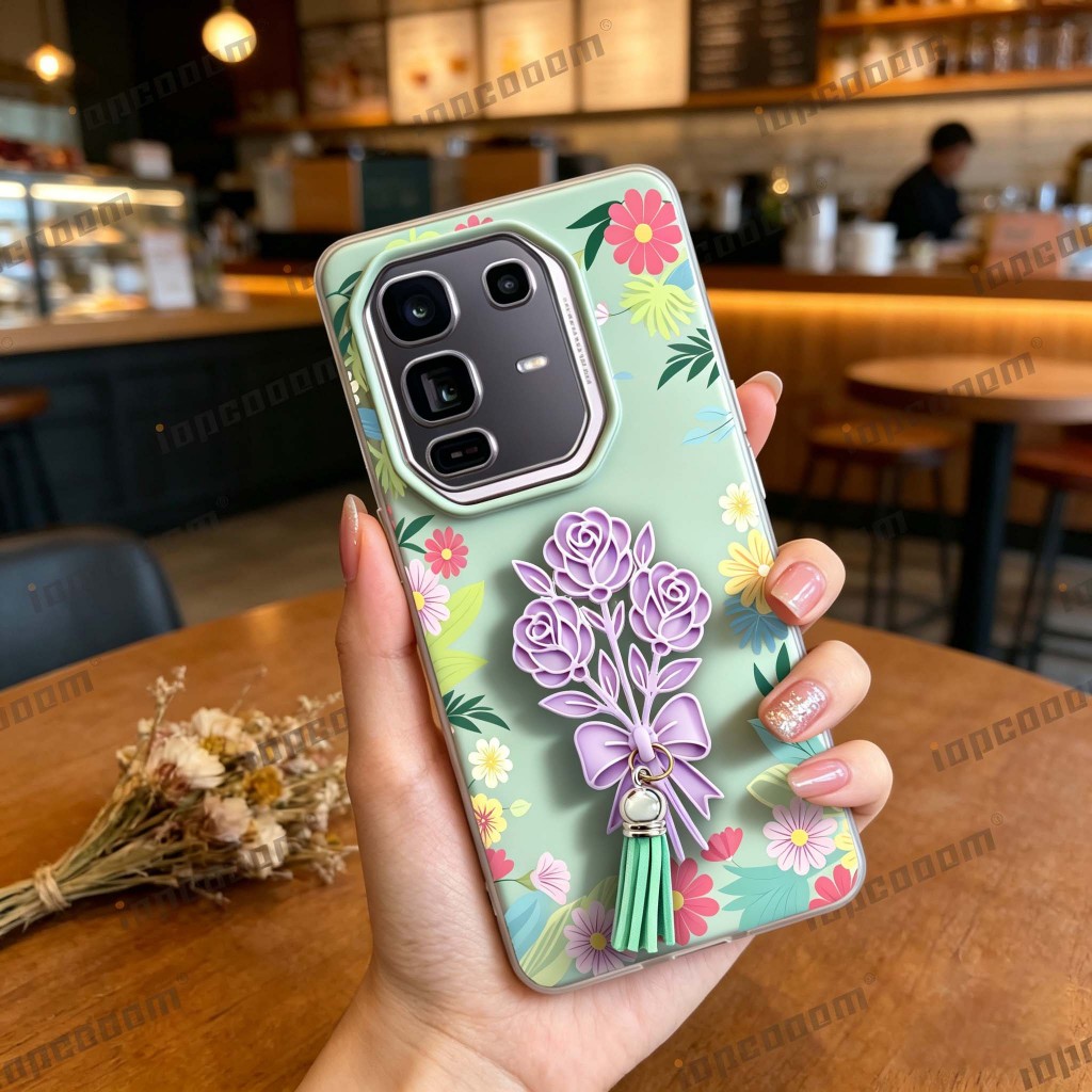 Mặt dây chuyền tua rua hoa hồng in hình kẹo Jelly 2 trong 1 Vỏ điện thoại cho Infinix Note 50 50S 50X 60 Pro Plus 4G 5G Vỏ bảo vệ phong cách