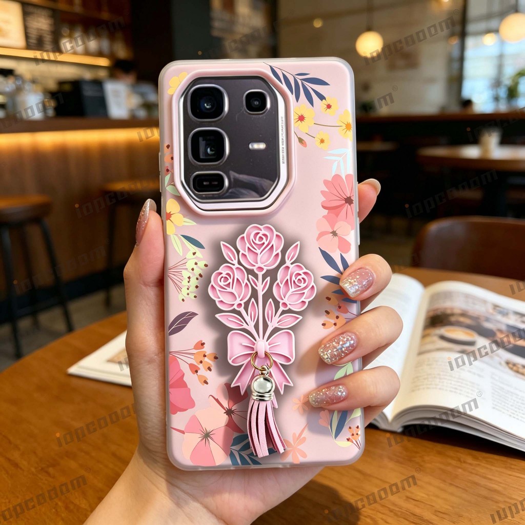 Mặt dây chuyền tua rua hoa hồng in hình kẹo Jelly 2 trong 1 Vỏ điện thoại cho Infinix Note 50 50S 50X 60 Pro Plus 4G 5G Vỏ bảo vệ phong cách