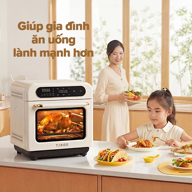 TJean lò nướng hơi nước không dầu 12L steam oven lò nướng Nồi Hấp Điện đa chế độ nấu cài sẵn (12 tháng)