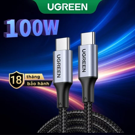 Ugreen Sạc Nhanh 100W 20V 5A Nylon Bradied USB C Sang USB Cáp Dành Cho iPhone 15 Pro Max/iPhone 16 Pro Max/iPhone 17 Pro Max/iPhone 18 Pro Max, MacBook Pro, iPad Pro, Dell XPS, Samsung Galaxy S26/S25/