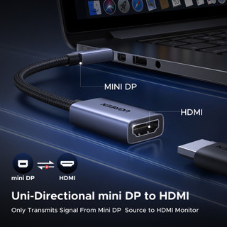 Cáp Mini DP sang HDMI 0.2m 4K @ 30Hz, Cáp chuyển đổi bện Nylon cho máy tính xách tay Màn hình PC Máy chiếu HDTV
