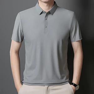 Nam Trắng Tay Ngắn Công Sở Áo Sơ Mi Polo Công Sở Màu Xám Ve Áo Cổ Xanh Áo Thun Thường Ngày