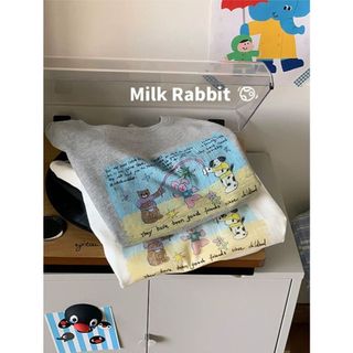 Áo thun nữ tay ngắn cổ tròn in hình hoạt hình 100% cotton