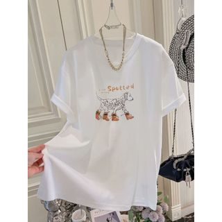 Áo Thun Nữ Cotton Cổ Tròn Tay Ngắn In Hình Hoạt Hình