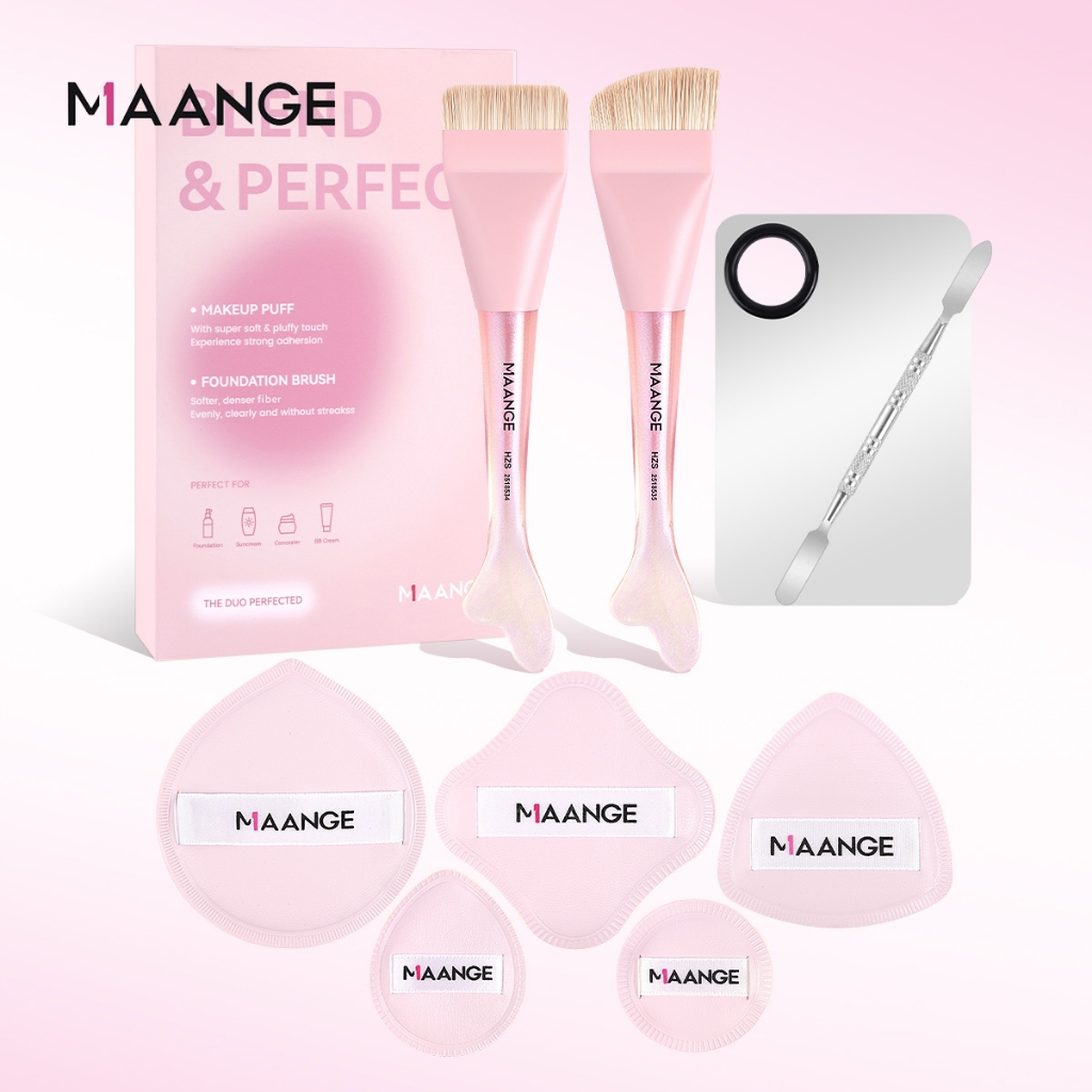 Bộ cọ trang điểm MAANGE, Dòng màu hồng, Bàn chải trang điểm đa chức năng, Thích hợp để trang điểm mặt và mắt, Lý tưởng cho người mới bắt đầu HZS2520764-F