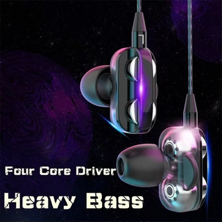 Tai nghe có dây 3,5 mm Khử tiếng ồn Tai nghe thể thao trong tai Trình điều khiển kép Tai nghe chơi game âm thanh nổi Bass Tai nghe nhạc HiFi có Mic