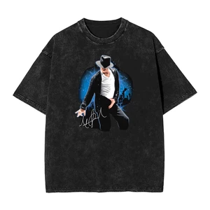 2026 Áo thun Cotton giặt Hip Hop thời trang nam và nữ Michael Jackson