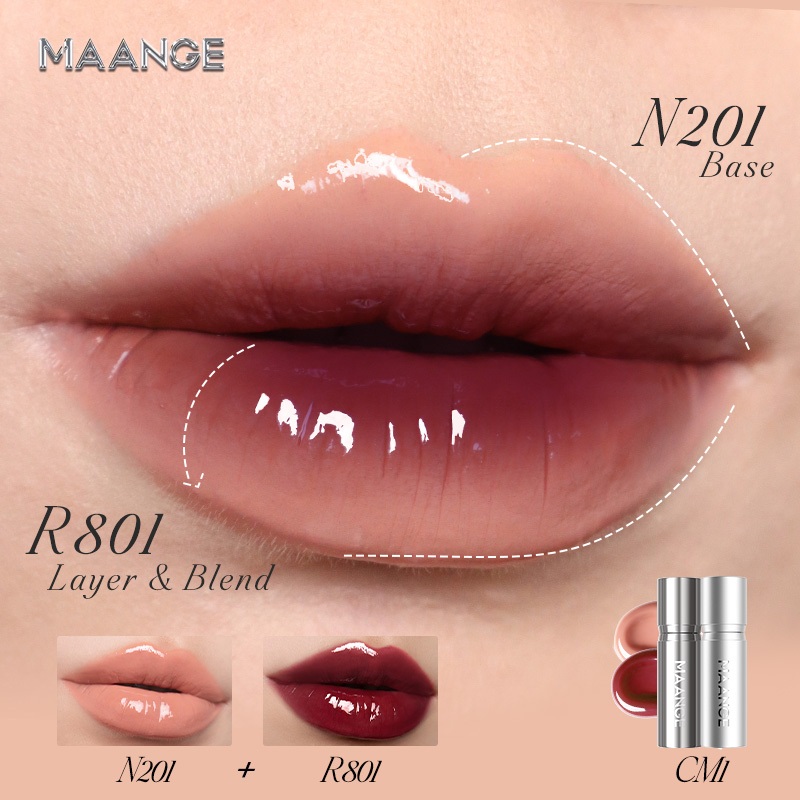 MAANGE COMBO 2 Satin Glow Lip Tint Chống Chuyển 24 Sắc Thái, 16H & Hydrating