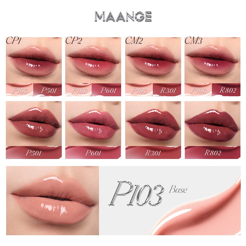 MAANGE COMBO 2 Satin Glow Lip Tint Chống Chuyển 24 Sắc Thái, 16H & Hydrating
