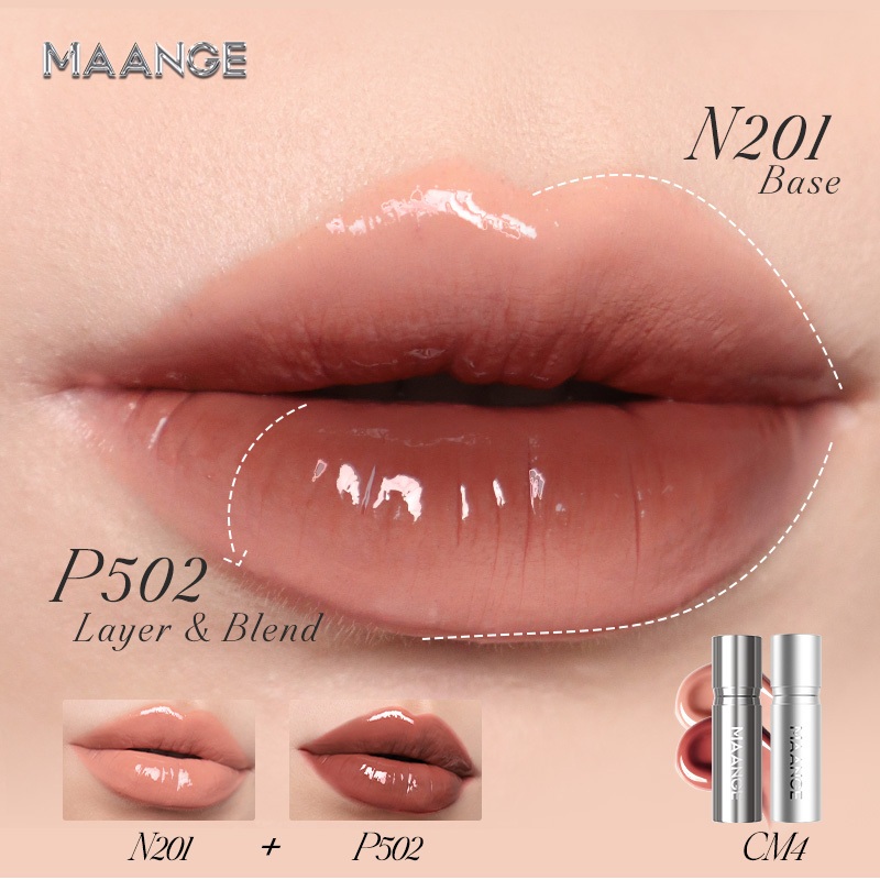 MAANGE COMBO 2 Satin Glow Lip Tint Chống Chuyển 24 Sắc Thái, 16H & Hydrating