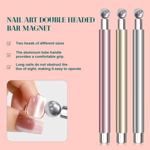 Thanh nam châm 2 đầu kim loại mix bi, lực hút mạnh đẩy mắt mèo nghệ thuật