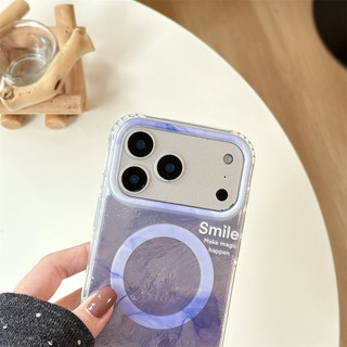 Ốp điện thoại cứng từ tính không dây cho iPhone 17 16 15 14 Pro Max Happy Smile