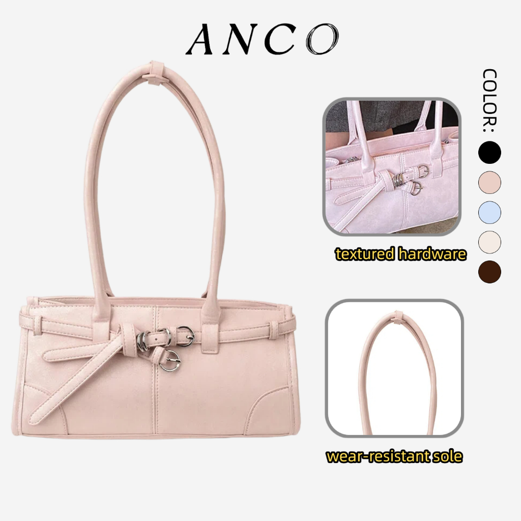 ANCO Khóa Kim Loại Nhỏ Vuông Túi Xách Hồng Retro Đi Lại Mùa Xuân Hàn Quốc Niche Phong Cách Mới Một Vai