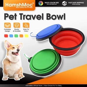 HamshMoc Bát cho chó có thể gập lại Bát cho chó du lịch di động với Carabiner Silicone có thể mở rộng cho chó mèo Bát nước cho ăn thức ăn